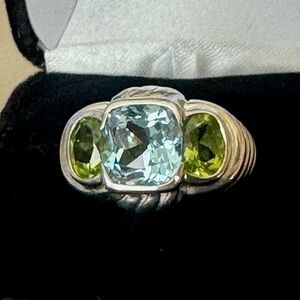 Judith Ripka Sterling Blue Topaz & Peridot Ring